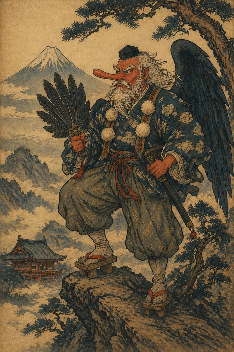 Tengu, the winged spirit of the mountains